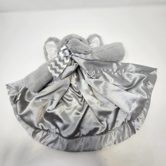 Bearington Baby Collection Gray Elephant Lovey Plush Security Blanket Satin Line - Picture 5 of 7